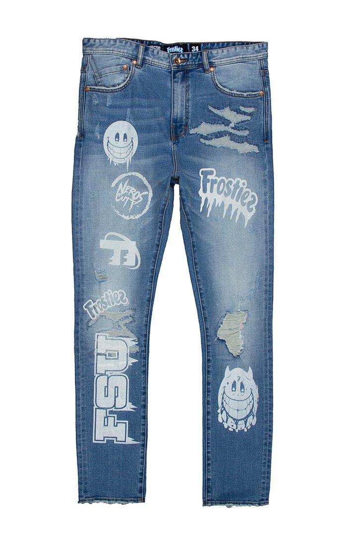 Frostiez Men's The Coldest Jean Medium Blue Wash Denim Jeans - BLUE